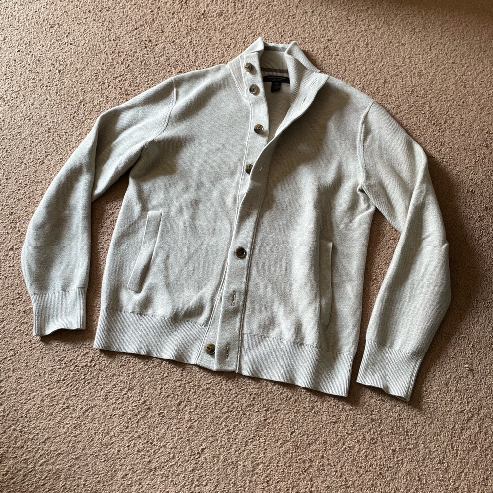 Vintage Banana Republic Knit Style Oatmeal Button Down Sweater with Collar